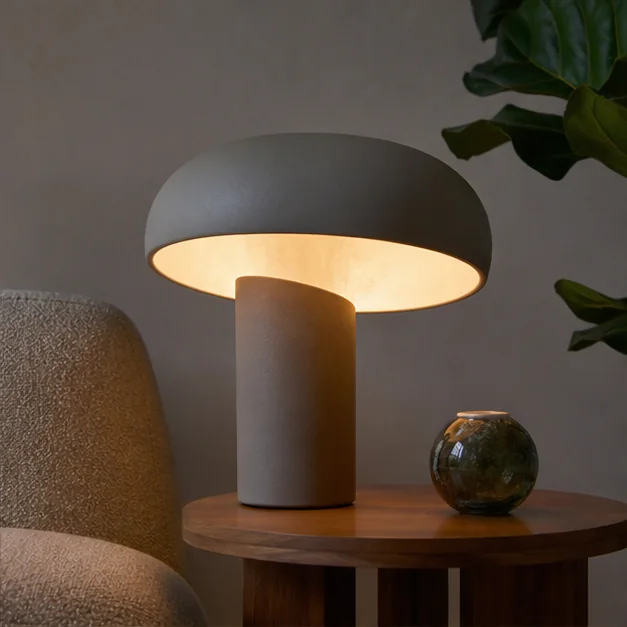 Cordless lamp glowing on a side table