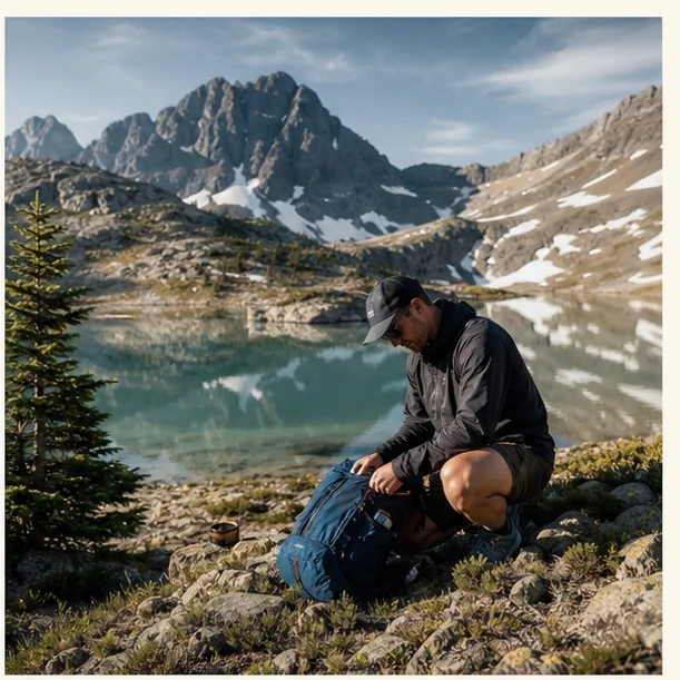 Detailed outdoor gear product and material view
